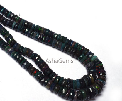 16"Strand Multi Blue Ethiopian Opal faceted tyre Gemstone Beads Welo Flash Ethiopian Opal Tyre Bead Opal faceted Tyre Beads Necklace Jewelry
