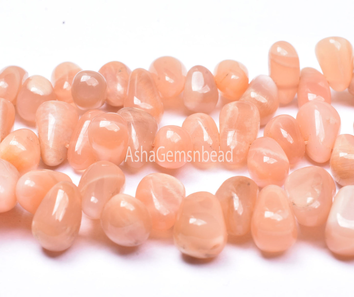 Natural Peach Moonstone Drops Shape Beads,13" Strand Pink Moonstone Smooth Uneven Teardrop Handmade beads, Moonstone Side drill Bead Jewelry