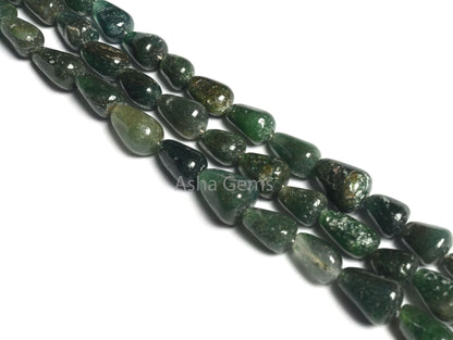 Natural Green Mica Margaj Handmade Uneven Drops Straight Drill Beads,13" Mica Teardrop smooth Gemstone Loose Beads, Margaj Bead Jewelry SALE