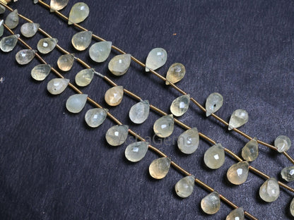 Beautiful Prehnite Faceted Drop Shape Beads, 7" Natural Light Green Prehnite Teardrop Briolette Gemstone beads Jewelry makings Crafts SALE (AG 18631)