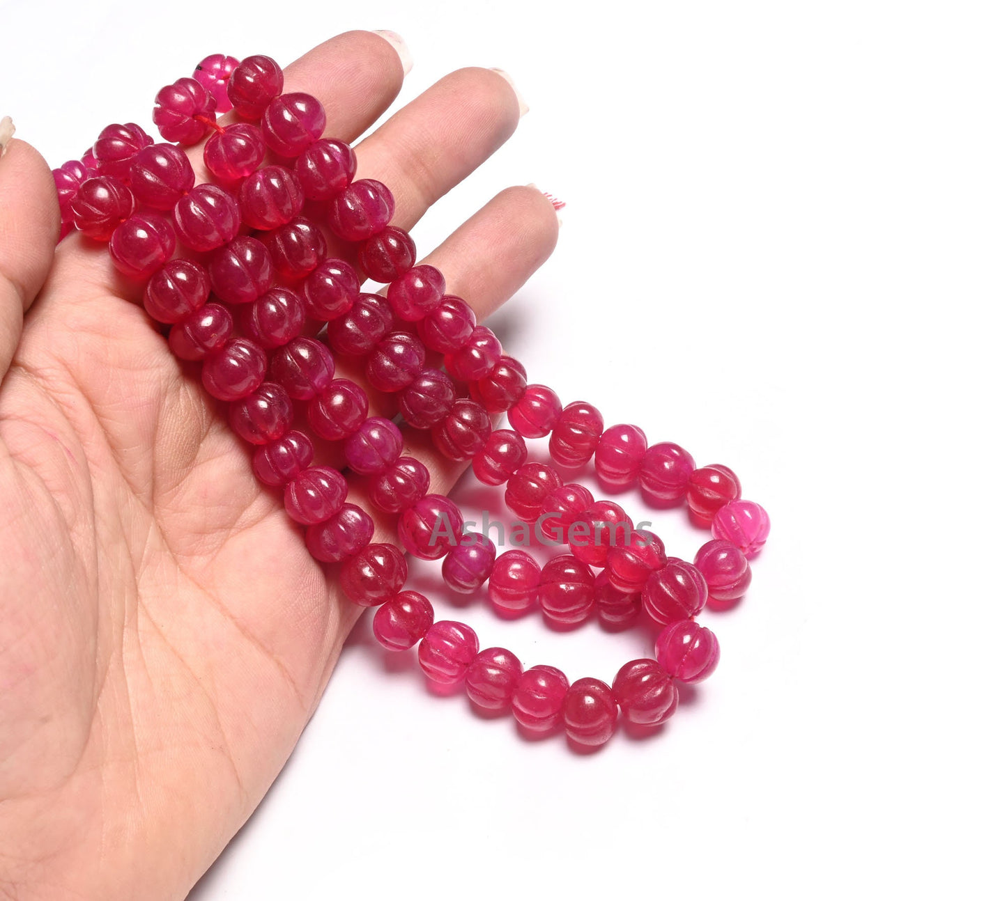 Beautiful Red Quartz carving Pumpkin Gemstone Melon Beads, Fine Red Ruby Color Quartz Carved Rondelle Handmade watermelon Beads Jewelry SALE