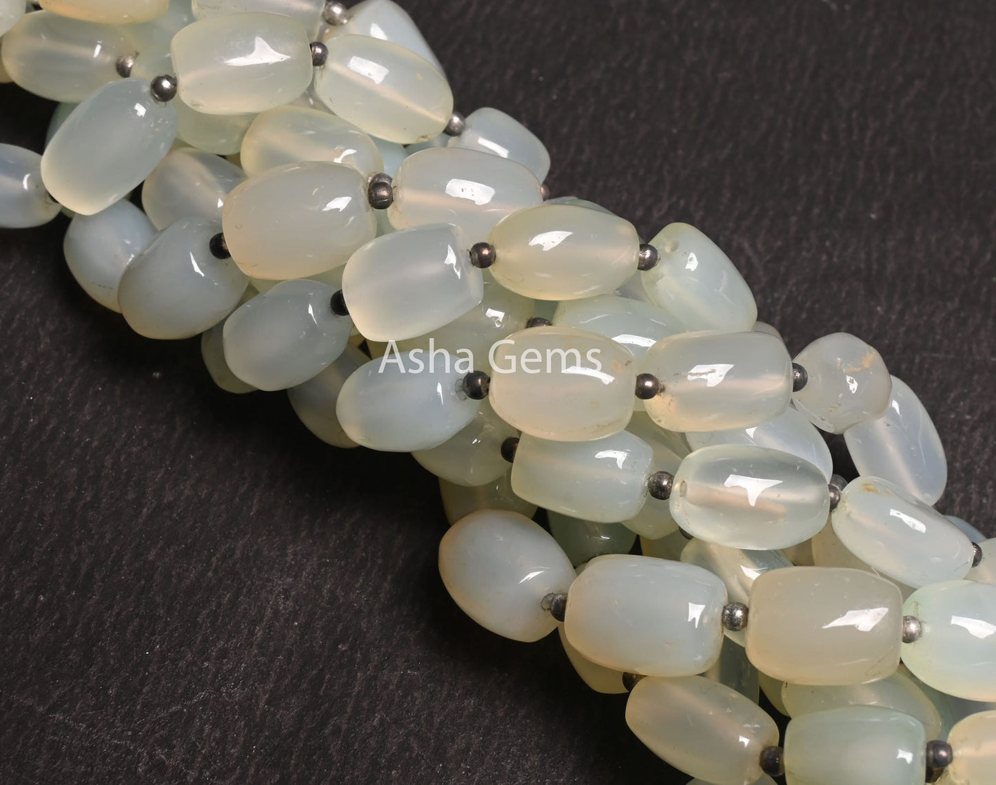 Light Aqua Blue Chalcedony Fancy Barrell Shape Handmade Beads,8" Strand Chalcedony Beads, Fine Chalcedony Smooth Fancy Gemstone Bead Jewelry