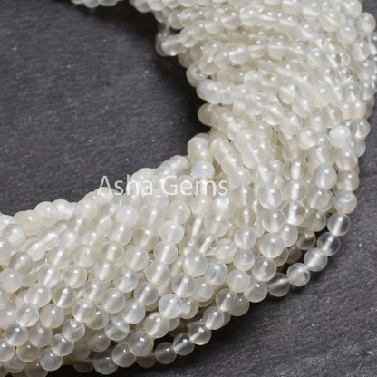 13"Strand Natural White Moonstone Smooth Round Gemstone Beads,4,4.5 mm AAA Quality Milky Moonstone Round Ball Beads Jewelry Making Moonstone