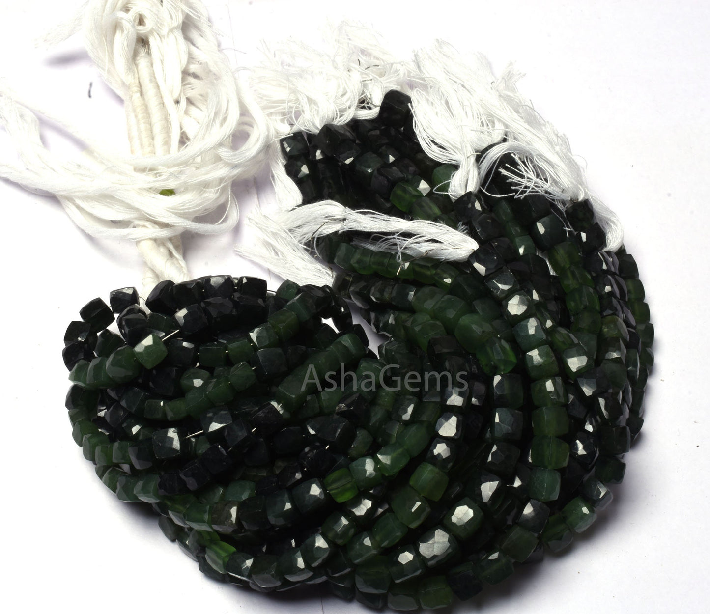 Beautiful Serpentine Faceted 3D Cube Box Beads,8"Strand Shaded Green Serpentine Cube Gemstone Beads Natural Serpentine Box Bead Jewelry SALE