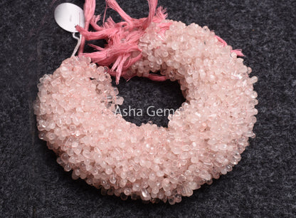 13" Strand Natural Pink Rose Quartz smooth Drops shape Gemstone Beads, rose Quartz beads, Rose Quartz handmade Uneven Teardrop Beads Jewelry