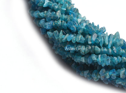 34" Strand Natural Neon Apatite Gemstone Uncut Chips Raw Beads Natural Semi Precious Blue Apatite Rough Smooth Nugget Beads For Jewelry SALE