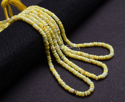 Yellow Opal Smooth Flat Tyre Heishi Gemstone Beads,8/16" Strand Opal Handmade Uneven Wheel Shape Bead, Yellow Opal Beads Jewelry Craft SALE