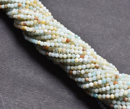 Fine Peruvian Amazonite Micro Cut faceted Gemstone Beads,3.2 mm Peru Blue Amazonite Machine Cut Round Ball Bead, Amazonite Bead Jewelry SALE