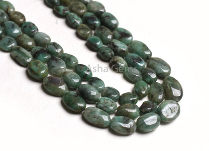 Natural Emerald Smooth Oval Shape Gemstone Beads 3 Strand Necklace,8x10-10x15 mm Green Sakota Emerald Uneven Oval Beads Emerald Bead Jewelry