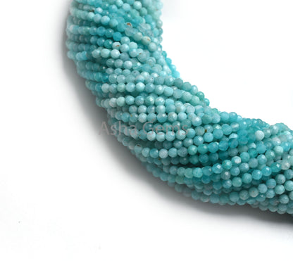 3 mm AAA Quality Amazonite Micro Cut faceted Rondelle Beads,13" Strand Shaded Blue Amazonite Machine Cut Gemstone Bead, Amazonite Beads SALE