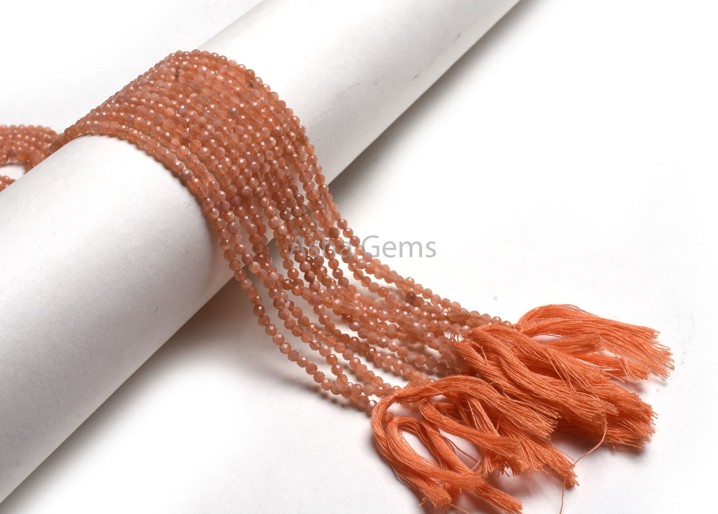 3.25 mm Natural Peach Moonstone Machine Cut Beads,13" Strand Moonstone Micro Cut Faceted Roundelle Gemstone Bead, Peach Moonstone Bead SALE