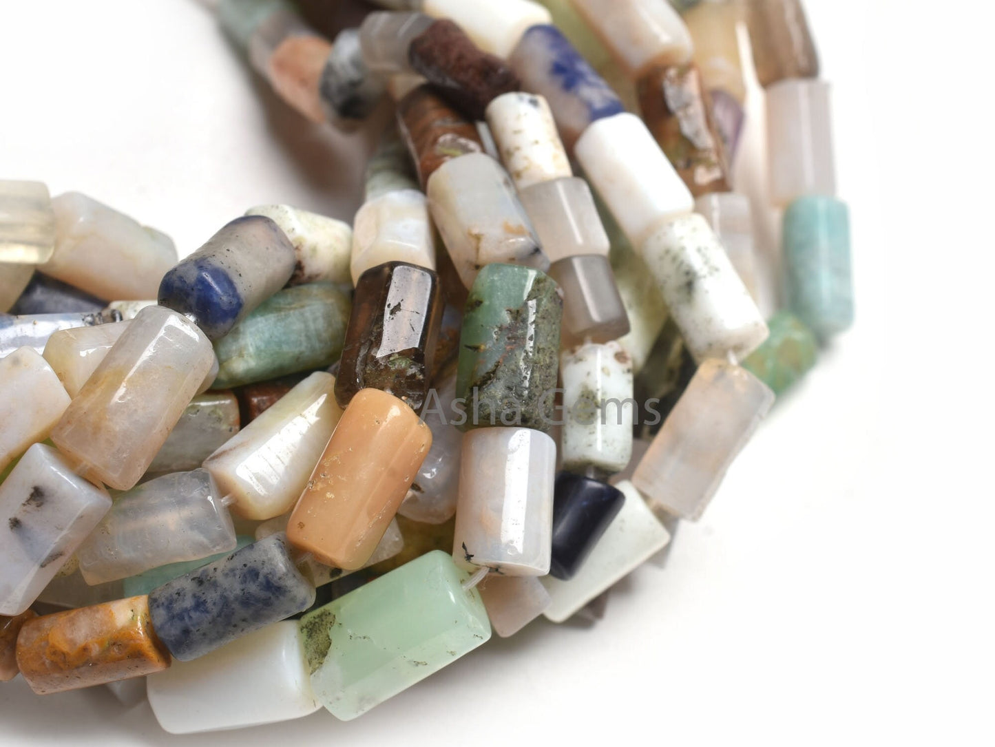 Multi Color Stone Pipe Shape Straight Drill Beads,9" Mix Gemstone Disco Fancy Tube Beads,6-12mm Gemstone Uneven Pipe Bead Jewelry Craft SALE