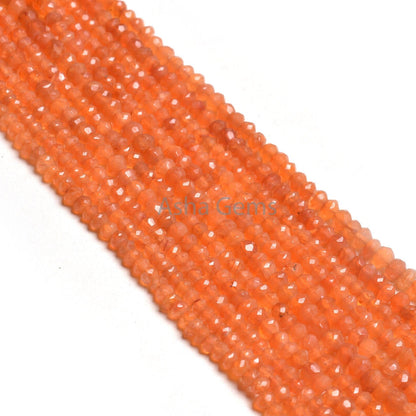 AAA Natural Carnelian Machine Cut Faceted Rondelle Beads,13" Strand Orange Carnelian Indian Cut Beads, Carnelian Beads Jewelry Supply Crafts