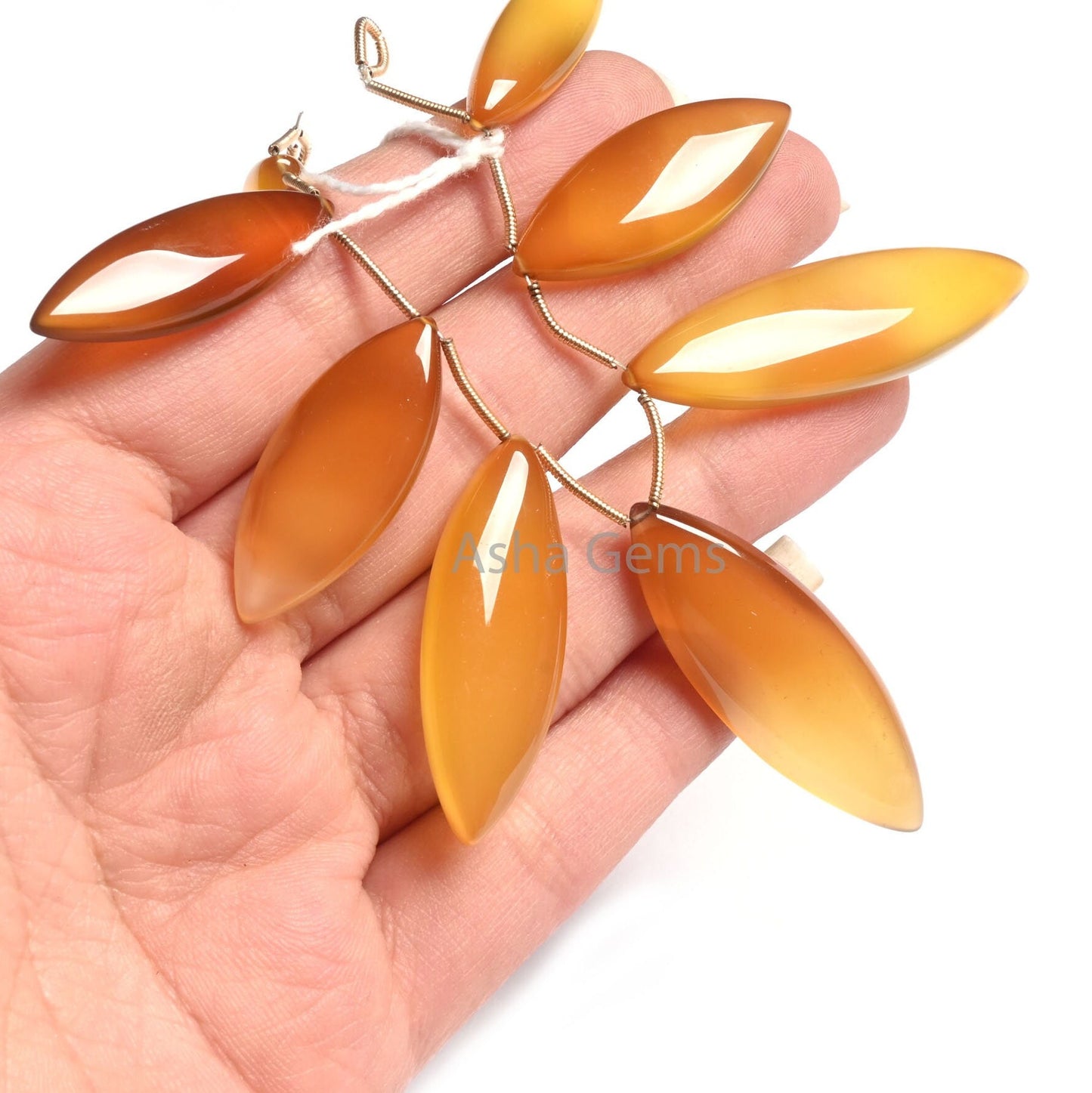 Shaded Yellow Chalcedony Fancy Marquise Shape Beads, AAA Chalcedony Smooth Handmade Marquise Side Drill Chalcedony Beads Jewelry Making SALE