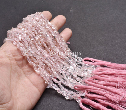 Natural Pink Rose Quartz Tiny Nugget smooth Beads,13" Strand Natural Rose Quartz Tumble Plain Handmade Gemstone Bead Jewelry Making Crafts