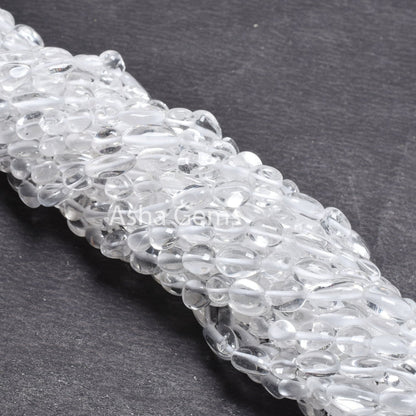 Beautiful Clear Crystal Quartz Smooth Nugget Shape Beads,12.5"Strand Natural White Crystal Plain Handmade Uneven Tumble Beads Jewelry Crafts