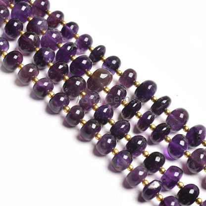 Natural Purple Amethyst Smooth Rondelle Shape Beads, African Amethyst Plain Handmade Center Drill Gemstone Loose Beads, Amethyst Bead Crafts