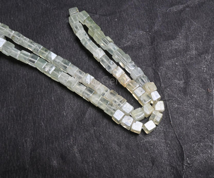 Natural Prehnite Smooth cube Box Shape handmade Tiny Beads, Beautiful Shaded Green Prehnite 3D cube Box Gemstone Bead For Jewelry Craft SALE