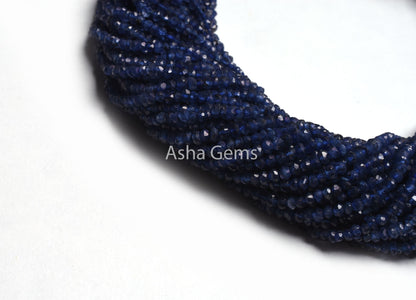 3mm Blue Iolite Faceted Rondelle Shape Beads,14 Inch Strand Iolite Indian Cut Gemstone Center Drill Beads, Iolite Bead Jewelry Necklace SALE