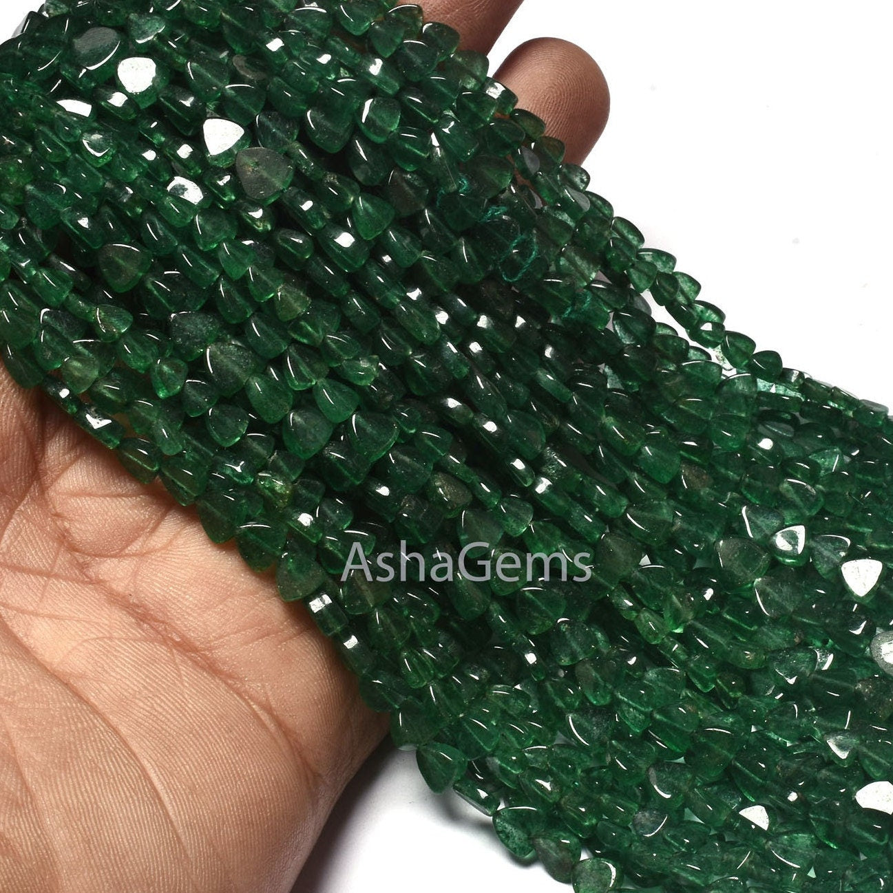 Beautiful Green Mica Smooth Handmade Heart Shape Beads,13" Natural Mica Margaj Plain Straight Drill Heart beads, Gemstone Fancy bead Jewelry