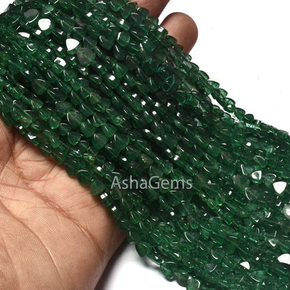 Beautiful Green Mica Smooth Handmade Heart Shape Beads,13" Natural Mica Margaj Plain Straight Drill Heart beads, Gemstone Fancy bead Jewelry