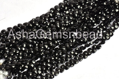 5mm AAA Quality Natural Black Spinel Faceted Heart Shape Beads, Black Spinel Machine Cut Tiny Heart Briolette Gemstone Bead  Jewelry Makings