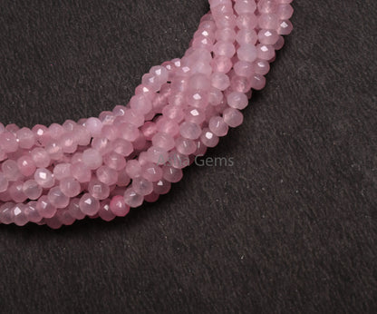 4.5 mm Rose Pink Jade Quartz faceted Rondelle Shape Gemstone Loose Beads,13.5 inch Fine Pink Jade Quartz machine cut Bead Jewelry Craft SALE