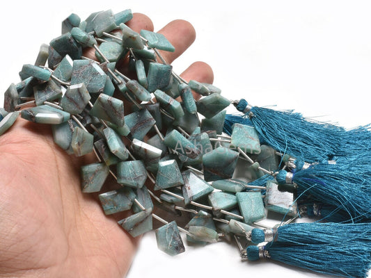 Beautiful Blue Chrysocolla Uneven Slice Side Drill Gemstone Beads,10-17mm Natural Chrysocolla Bead, Chrysocolla Fancy Faceted Beads Jewelry