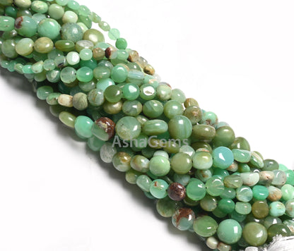 Natural Chrysoprase Smooth Coin Shape Gemstone Loose Beads,8"Shaded Green Chrysoprase Handmade Coin, Bio chrysoprase Bead Jewelry Craft SALE