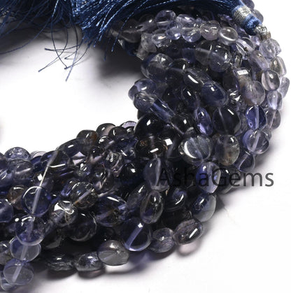 Natural Iolite Smooth Coin Shape Gemstone Loose Beads, Shaded Blue Iolite Plain Handmade Coin Straight Drill Bead, Iolite Beads Jewelry SALE