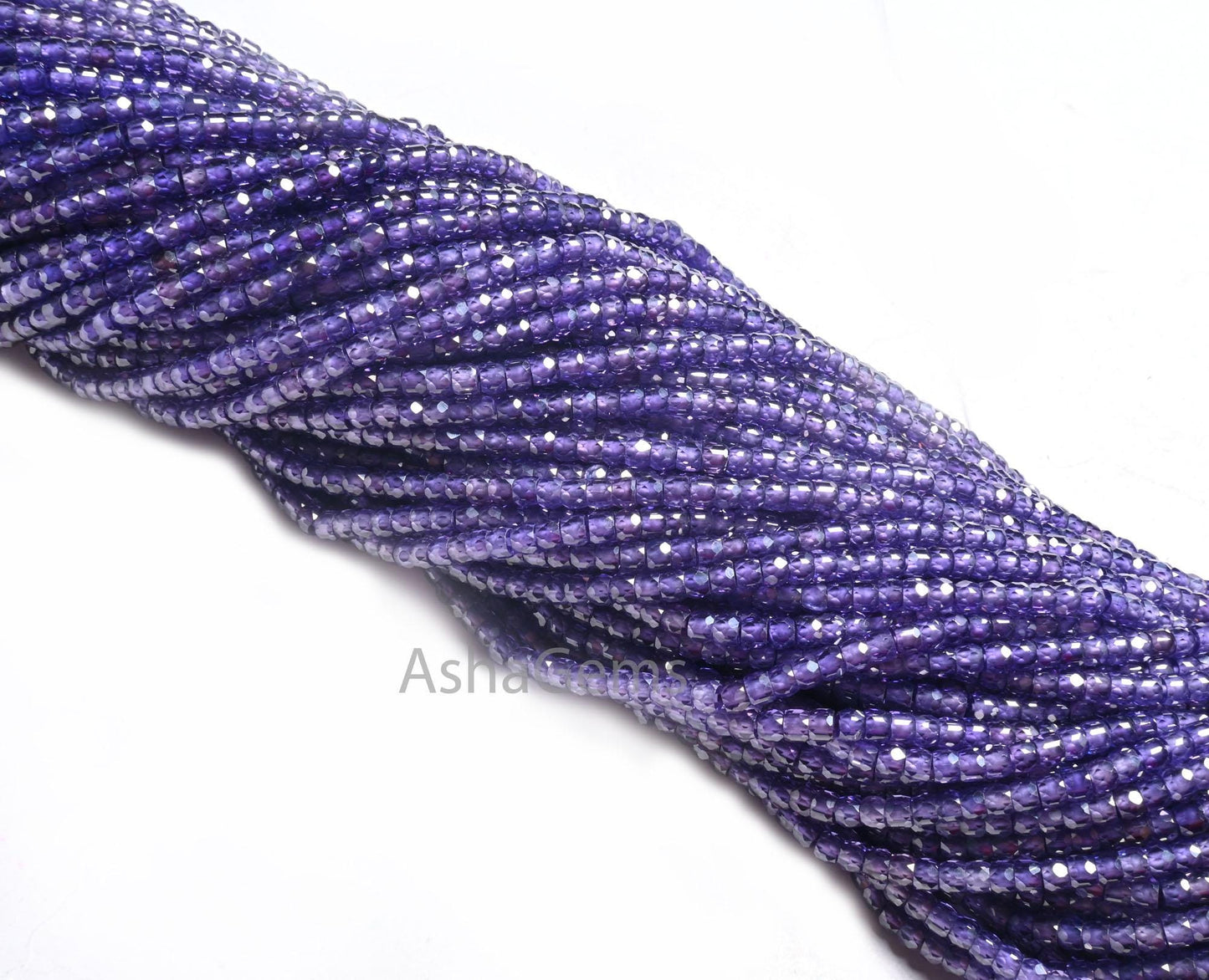 AAA Purple Color Zircon Micro Faceted Machine Cut Beads,3.2 mm Ink Blue Zircon Faceted Rondelle Beads, Cubic Zircon Beads Jewelry Craft SALE