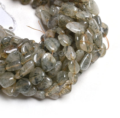 Natural Rutile Smooth Handmade Nugget Shape Gemstone Beads,8/16" Strand Shaded Rutile Plain Tumble Straight Drill Beads Jewelry Handicrafts