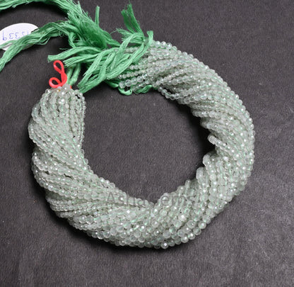 Beautiful Green Amethyst Micro Cut Rondelle Beads,13"Natural Green Amethyst Machine Cut Faceted Gemstone Amethyst Bead Jewelry Necklace SALE