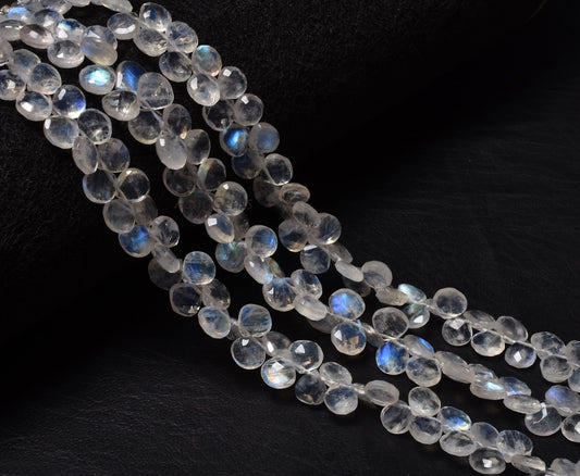 Blue Fire Rainbow Moonstone Heart Shape Faceted Gemstone Loose Beads,6-7mm AAA Rainbow Moonstone Bead, Natural White Rainbow Heart Bead SALE