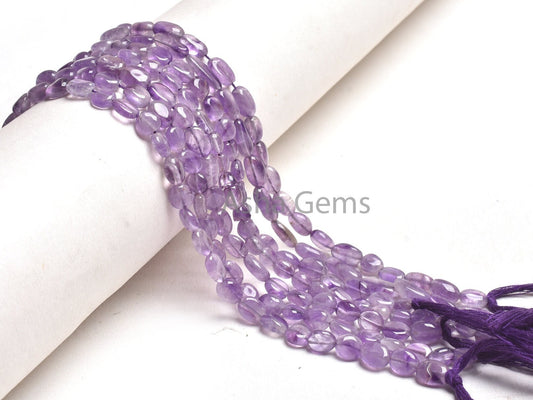 Natural Amethyst Smooth Handmade Oval Shape Gemstone Beads,13" Purple Blue Amethyst Uneven Oval Nugget Beads, African Amethyst Bead Jewelry