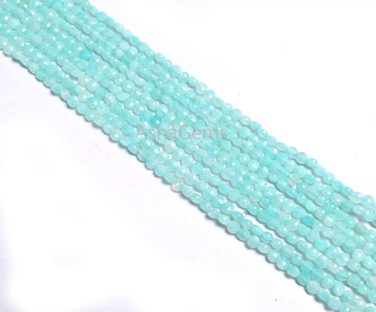 AAA Quality Peru Blue Amazonite Faceted Coin Tiny Gemstone Beads,4 mm Natural Amazonite Machine Cut Coin Amazonite Beads Jewelry Making SALE