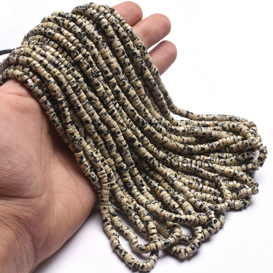 Dalmation Jasper Smooth Tyre Shape Gemstone beads,16" Strand Natural Dalmation Jasper Plain Handmade Tyre Beads, jasper beads Jewelry SALE