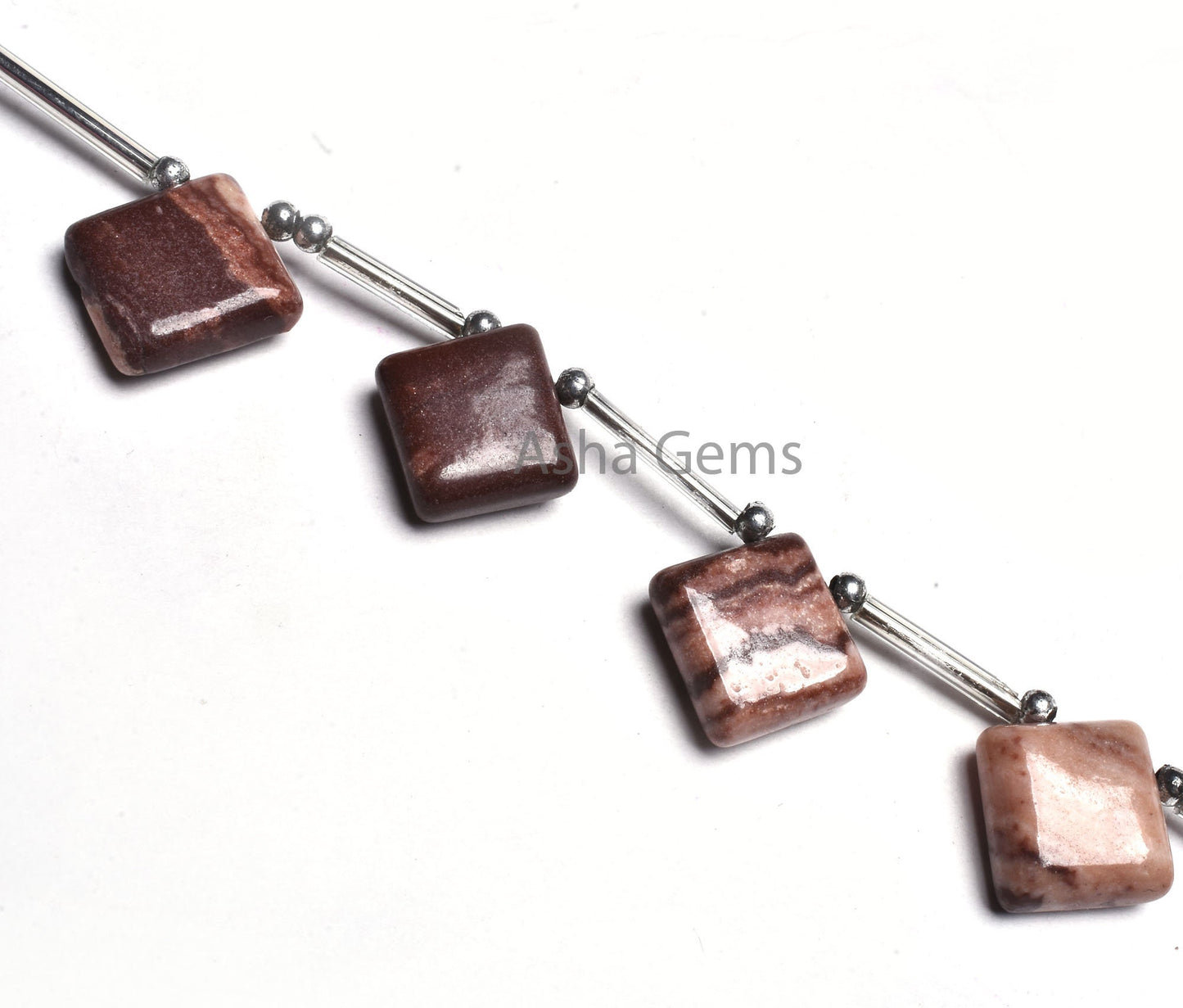 Beautiful Brown Jasper Fancy Square Side Drill Beads,5 Piece Strand Natural Picture Jasper Smooth Handmade Square Gemstone Bead Jewelry SALE
