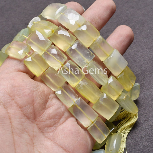 Beautiful Chalcedony Faceted Rectangle Gemstone Beads,11-16 mm Shaded Yellow Chalcedony Fancy Chiclet Straight Drill Handmade Beads Jewelry