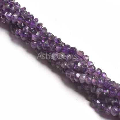 13 inch Natural African Amethyst Rondelle Shape Faceted Gemstone Beads,Purple Amethyst Hand Cut Beads,4, 4.50mm Amethyst Beads Gemstone SALE