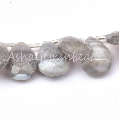 Grey Banded Agate Faceted Pear Shape Beads ,Boulder Agate Teardrop Gemstone Bead Faceted Briolette, Agate Beads Fancy Jewelry Craft Jewelry