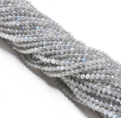 AAA Grey Labradorite Faceted Round Ball Beads,3.5mm labradorite Machine Cut Round Gemstone Beads, Natural Blue Fire Labradorite Bead Jewelry
