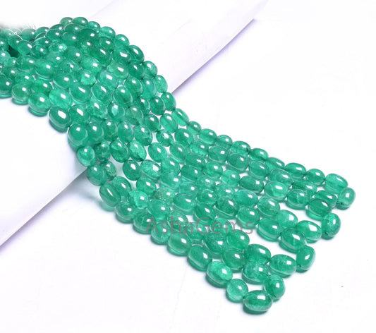 Beautiful Green Quartz Smooth Puff Oval Fancy Shape Beads,9/18" Strand Fine Quartz Plain Handmade Oval Quartz Gemstone Beads Jewelry Making