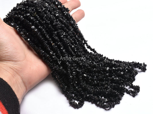 34"Strand Natural Black Tourmaline Raw Uncut Chips Beads Gemstone,Black Tourmaline Nuggets,Tourmaline Beads,Rough Polish Beads, Uncut Chips