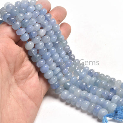 Shaded Light Blue Tanzanite Smooth Rondelle Beads, Tanzanite Beads, Tanzanite Plain Handmade Gemstone Beads TZ For Necklace Jewelry Makings