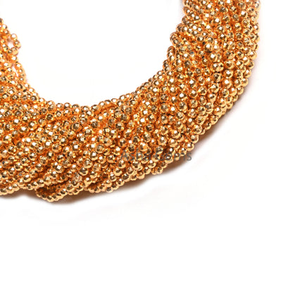 2.5 mm Beautiful Natural Golden Pyrite Coated Micro Cut Rondelle Faceted Gemstone Beads,12.5" AAA Quality Pyrite Rondelle Bead Jewelry Craft