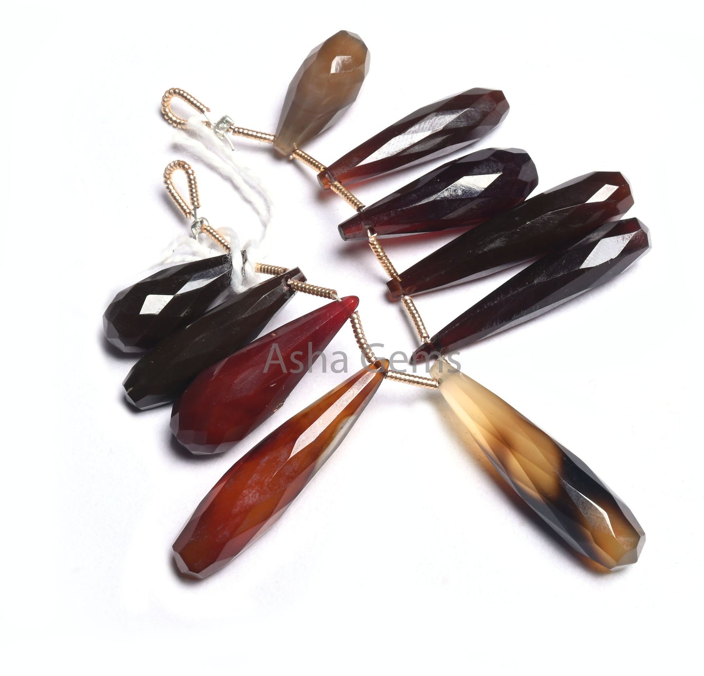 Multi Dark Brown Chalcedony Long Teardrop Beads,6-30 mm Fine Shaded Chalcedony Fancy Pencil Teardrop Gemstone Beads Both Side Loop Jewelry