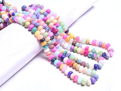 Wonderful Multi Shaded Opal Rondelle Smooth Gemstone Beads, Fine Disco Opal Beads, Mix Color Multi Opal Plain Bead Jewelry Making Craft SALE