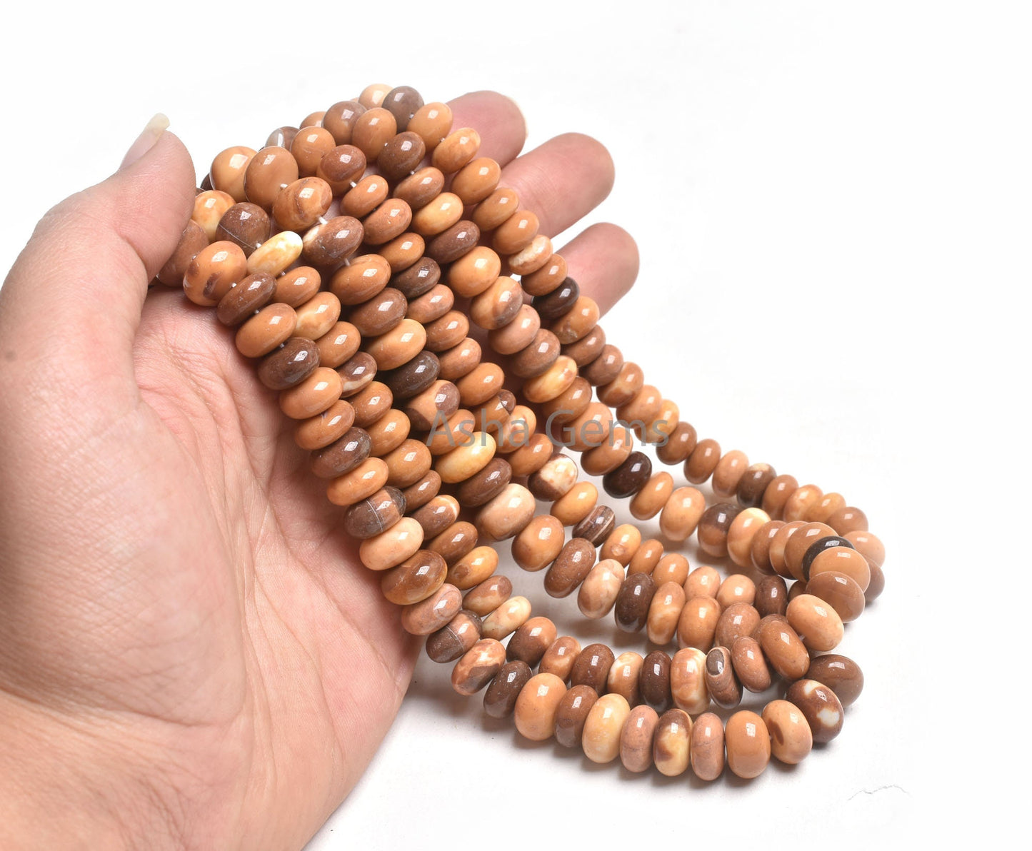 Beautiful Shaded Chocolate Brown Opal Smooth Gemstone Beads, Opal Plain Rondelle Handmade Beads, Boulder Opal Bead Jewelry Making Craft SALE