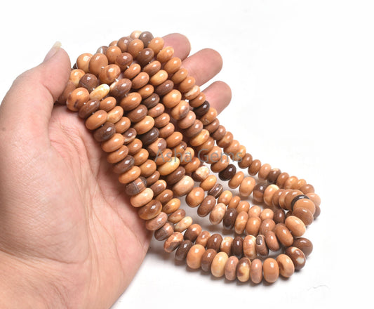 Beautiful Shaded Chocolate Brown Opal Smooth Gemstone Beads, Opal Plain Rondelle Handmade Beads, Boulder Opal Bead Jewelry Making Craft SALE